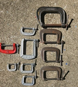 Vintage  USA 1" & 3" C-Clamp Tool Lot - Picture 1 of 4