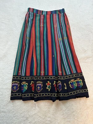 Chaus Petites 复古 Crest 茶长 Midi Flair 裙 90 年代抽象尺寸 6 Livie — 第 1/4 张图片