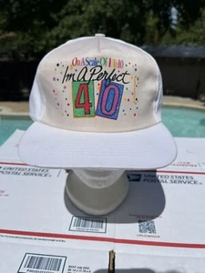 VTG 80s Happy 40th Birthday 40 Year Old Hat Funny Humor SnapBack Gold MEDAL - Picture 1 of 8