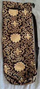 JFIT YOGA MAT BAG w/Zipper In Front- Silky Black And Gold Pattern - New w/o Tags - Picture 1 of 10