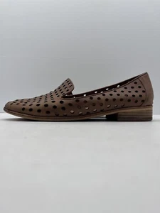 Mollini Leather Flats Perforated Laser Cut Queff Leather Loafers Size 41 Tan - Picture 1 of 13