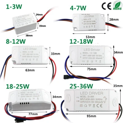 LED Driver Alimentatore Trasformatore 1w 8w 12w 18w 36w 220V uscita 12 volt 32v - Image 1 of 4