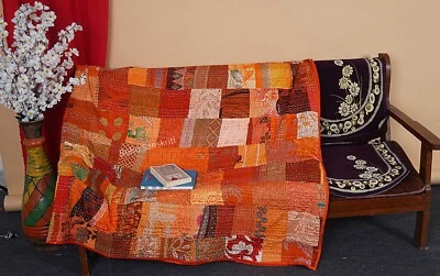 silk patchwork kantha quilt - Image 1 of 4
