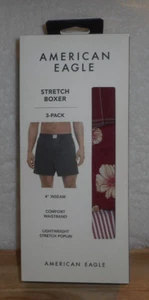 AMERICAN EAGLE HERREN BURGUNDERROT 3ER PACK STRETCH BOXERSHORTS 4" BOXERSHORTS MEDIUM NEU - Bild 1 von 3