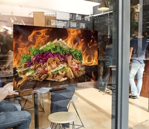 3D Grill Kebab Shop BBQ R210 Fenster Aufkleber Vinyltapete Wandbilder Panda - Bild 1 von 11