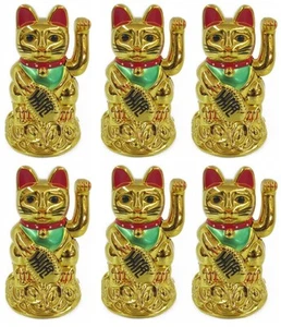 "Lote de 6 xFeng Shui GATO DORADO SEÑALIZACIÓN Riqueza Suerte Agitar Gatito Maneki Neko 4" - Imagen 1 de 1