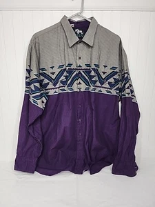 Vintage Western Langarm Roper Border Button Hemd Azteken Herren 2xl - Bild 1 von 5