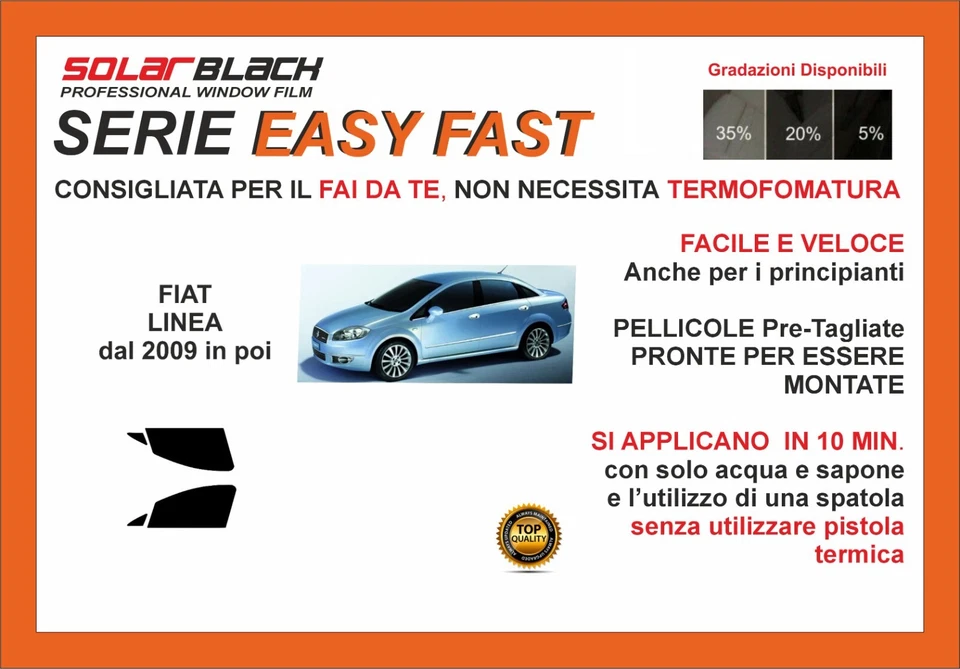 pellicole oscuranti vetri pre-tagliata Fiat Linea 09  kit anteriore EASY FAST - Imagen 1 de 1