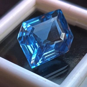 Certified 10.35 CT Flawless Brazilian Blue Topaz Fancy Cut Loose Gemstone JM040 - Picture 1 of 13