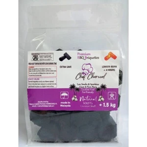 Premium BBQ Briquettes by De Chef Charcoal (Coconut Shell) (1.5kg, 3.3lbs) - Picture 1 of 5