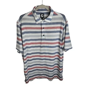FootJoy Lisle Light Stripe Golf Polo Men's Large Red White Blue Gray 4th of July - Picture 1 of 9