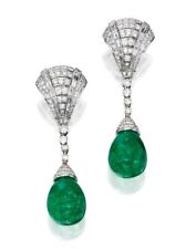 Syn Emerald Teardrop Dangle Earrings 925 Sterling Silver Designer Luxury Jewelry