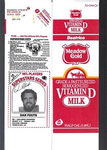 Dan Fouts Football NFL Series Meadow Gold Milk Carton Flat Never Folded * 1986 - Bild 1 von 2