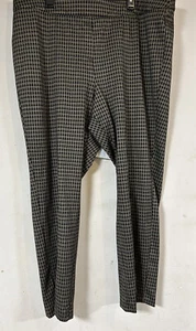 Lane Bryant Pull On Pointe Knit Classic Trouser Hose schwarz gold kariert Gr. 24 - Bild 1 von 4