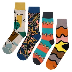 NWT Abstract Pattern #2 Dress Socks 4 Pack Novelty Men 8-12 Crazy Fun Sockfly - Picture 1 of 6