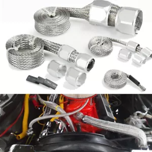 Stainless Steel Braided Hose Sleeving Kit Radiator Heater Fuel Hose Universal - Picture 1 of 12