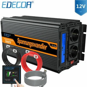 EDECOA Przetwornica napięcia 3000 6000 W 12V 230V Falownik Softstart LCD - Zdjęcie 1 z 7