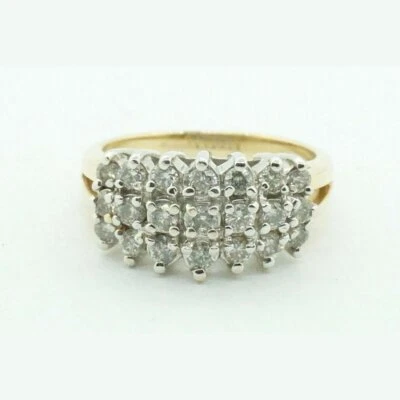  Anillo con racimo de diamantes de 0,90 quilates de oro amarillo de 14 k con descuento talla 7 Foto 1 de 4