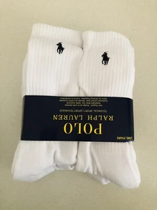 WHITE 6Pairs/Pack Men's Polo Ralph Lauren Classic Crew Socks size 8-12 - Picture 1 of 3