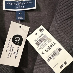 Karen Scott Sport Women Full Zip Up Knit Heather Charcoal Gray Size XS NEW w/TAG - Picture 1 of 15