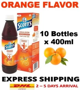 10 Bottles x 400ml Scott's Emulsion Cod Liver Oil Orange Flavor Vitamin A & D - Picture 1 of 7