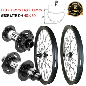 650B MTB DH Bike Carbon Wheelset 6-Bolt Disc Beake Hubs Clincher Tubeless Wheels - Picture 1 of 15