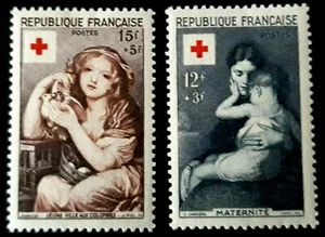 1954-TIMBRES FRANCAIS -2 TIMBRES NEUFS AVEC CH* -N°1006/1007 CROIX ROUGE - Imagen 1 de 2