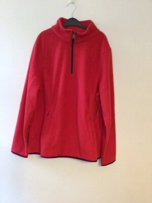 Women’s Fleece Top Zip Neck Warm Classic Red with Black Trim XL Bust 46” - Image 1 of 2