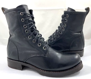 Frye Women's Size 6 Veronica Combat Leather Lace Up Ankle Boots Black 76276 $258 - Picture 1 of 5