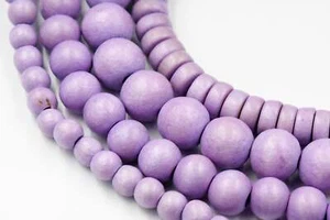 French Violet Purple Beads 6mm 8mm 10mm 8x4 Rondelle Wood beads -16 inch strand - Picture 1 of 8