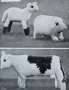 1950s Cow Pig Sheep Lamb Toy Bestway 931 Knitting Pattern - Picture 1 of 5