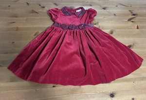 Rare Janie and Jack 3T Plush Red Velvet Lined Dress 2010 Vintage - Picture 1 of 8