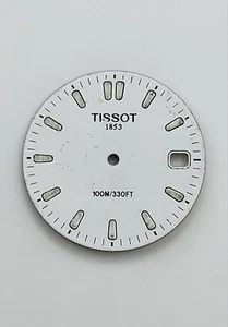 Weißes Tissot 1853 Metall 100 m rundes Zifferblatt Zifferblatt Ersatzteil 28,49 mm - Bild 1 von 5