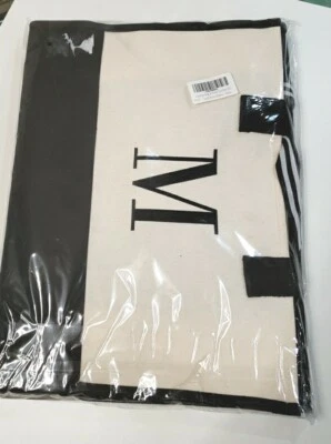 Canvas Totes Set Of 2 New Monogram M 16" wide 12" Tall Cream/ Black  - Image 1 of 4