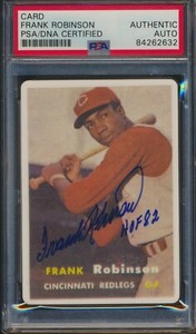 1957 Topps Frank Robinson Signed Porcelain Reprint Autograph Card PSA DNA Auto