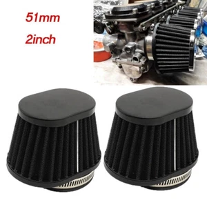 Kits de metal de 2 piezas de filtros de cono de alto flujo de admisión de aire frío de 51 mm negros para automóvil - Imagen 1 de 10
