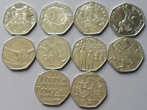 50p Münzen Restposten - 10 verschiedene Designs zirkuliert (5.) - Bild 1 von 2