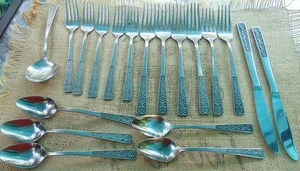 19  pc Alhambra Geometric Stainless Steel Flatware Japan MCM Spoon Knife Fork - Picture 1 of 4