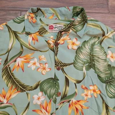Camisa Hilo Hattie Para Hombre Grande Verde Hawaiana Original 100% Rayón Tropical Campamento Foto 1 de 4