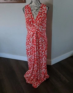 Maxi abito donna Jessica Howard rosso stampato increspato elasticizzato taglia 12 alto - Foto 1 di 6