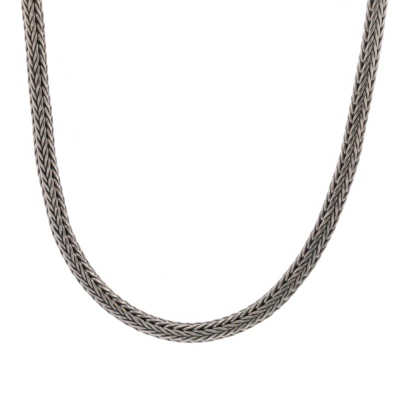 Silpada Woven Wheat Round Foxtail Chain Necklace 16 3/4" - Sterling Silver 925 - Image 1 of 4