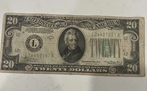1934 L San Francisco Mule $20 Dollar bill banknote- Good Condition - Picture 1 of 4