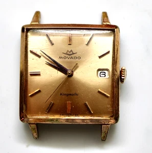 Reloj Pulsera Hombre Movado Kingmatic Vintage Placa Oro Rosa Años 50 28 Joyas, Funciona - Imagen 1 de 4