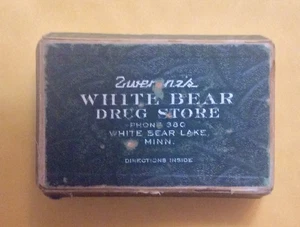 1941 WHITE BEAR LAKE DRUG STORE CARDBOARD PILL BOX WHITE BEAR LAKE, MINNESOTA - Picture 1 of 5
