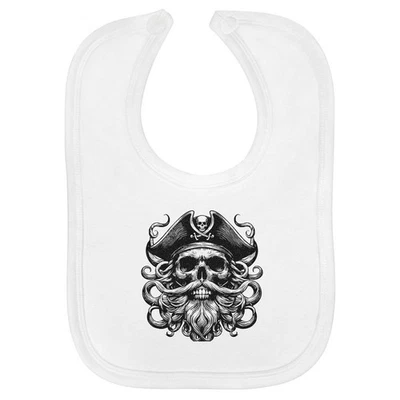 Babero de bebé de algodón suave 'Cráneo pirata con barba' (BI00056867) Foto 1 de 3
