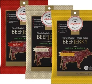 Aufschnitt Grass Fed Beef Jerky - Low Sodium, Certified Kosher - Made in USA - K - Picture 1 of 1