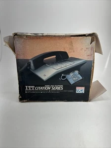 Teléfono vintage ITT Citation Series modelo 2022 botón pulsador madera de cuña azul - Imagen 1 de 4