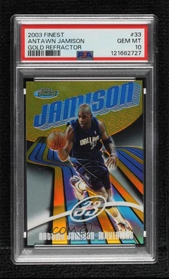 2003-04 Topps Finest Gold Refractor 10/25 Antawn Jamison #33 PSA 10 GEM MT - Image 1 of 3