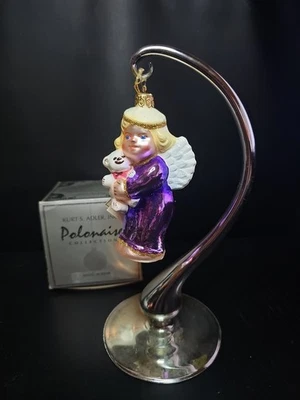Kurt Adler Polonaise Angel with Teddy GP396 Hand Painted Glass Ornament Poland - Image 1 of 4