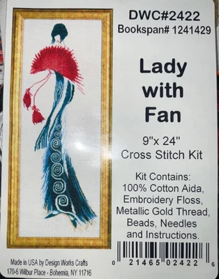 Kit de punto de cruz contado Design Works DAMA CON VENTILADOR 9" X 24" cuentas #2422 CG3 Foto 1 de 2